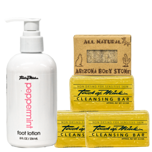 Peppermint touch of mink foot care lotion with cleansing mink oil bars